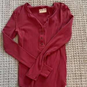 We The Free Burgundy Long Sleeve Henley